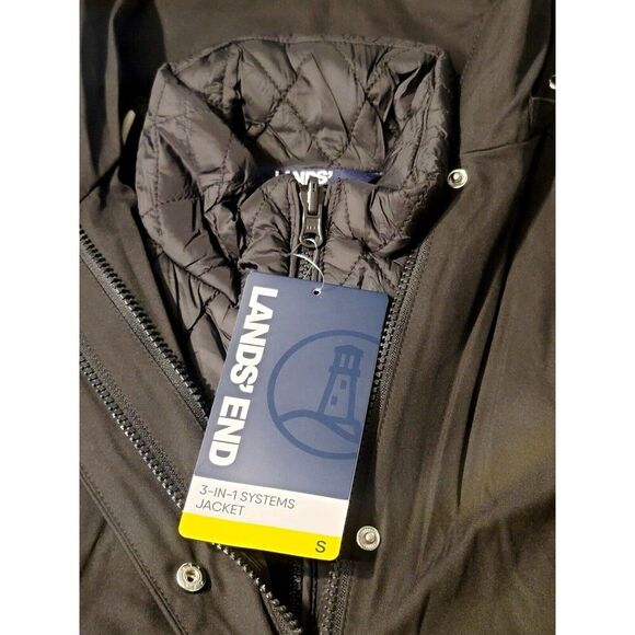 Lands' End Women's 3-in-1 Systems Jacket w/ Removeable Puffer Vest Black Size S - Picture 8 of 10